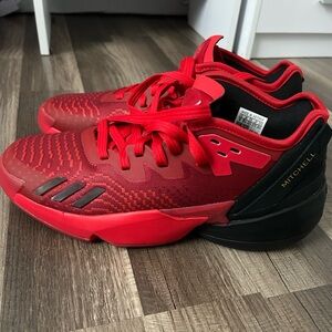 Mens Adidas Mitchell Red and Black Basketball Shoes